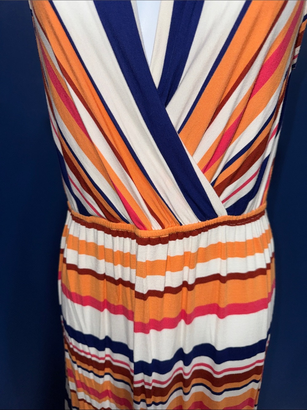 Merona- Orange & Navy Striped Sleeveless Dress Size Small - Picture 9 of 15